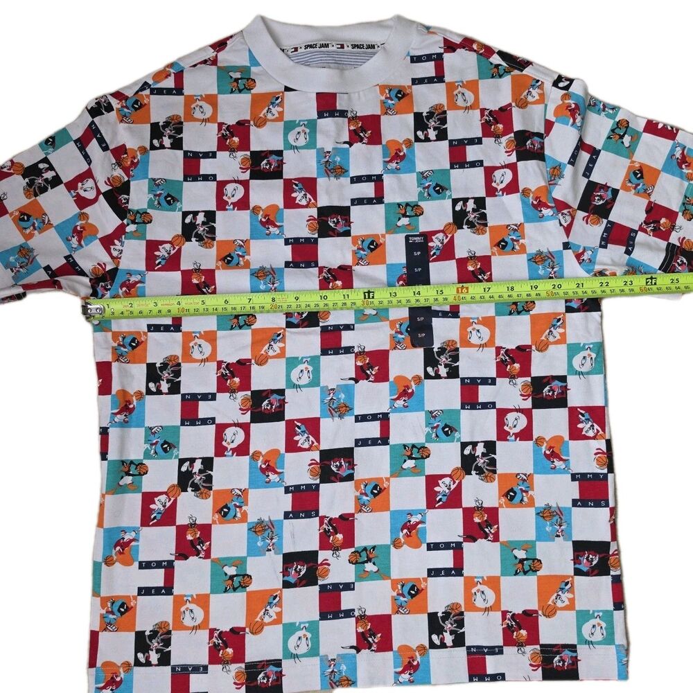 RARE TOMMY JEANS X SPACE JAM 2 CHECKERED PRINT T SHIRT Men Small NWT - Picture 2 of 11